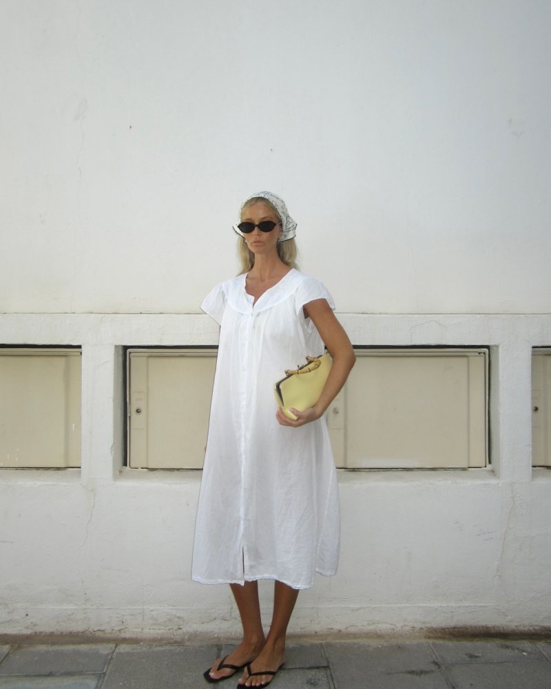 Jil Sander small Goji Bamboo tote bag and ZARA EMBROIDERED NIGHTGOWN worn by Josefine Haaning Jensen | josefinehj's closet