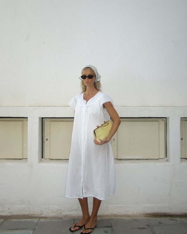 Jil Sander small Goji Bamboo tote bag and ZARA EMBROIDERED NIGHTGOWN worn by Josefine Haaning Jensen | josefinehj's closet