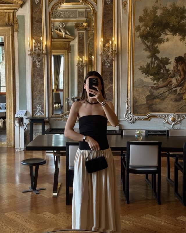 By Malene Birger Marciella Dress and THE ROW 90's Bag in Nubuck worn by Şirin Haban | creativeecho's closet