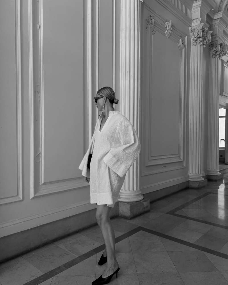 By Malene Birger Lomalia shirred midi dress worn by Maria Kaas | makaas's closet