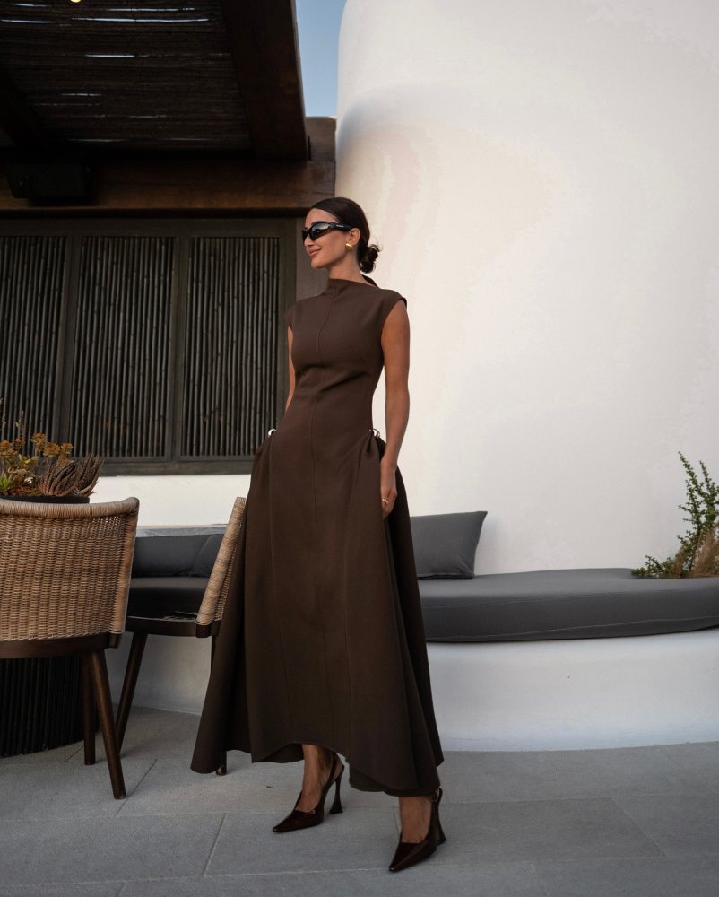 Saint Laurent Dune Slingback Pump and CHATS by C.Dam Tulipa Dress worn by Madina Uysal | madinauysal's closet