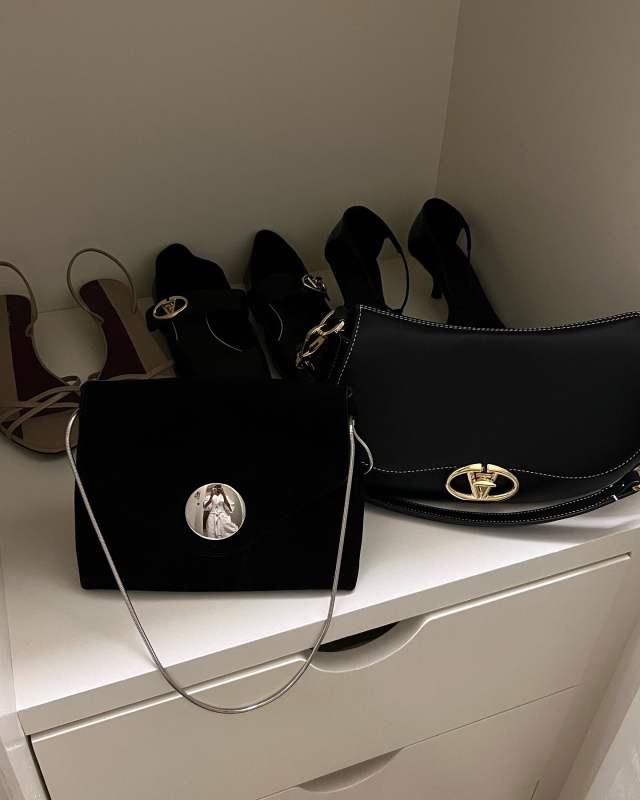Khaite THE BOBBI BAG and Valentino OHVAL Flap Leather Shoulder Bag worn by Jen Ceballos | endlesslyloveclub's closet
