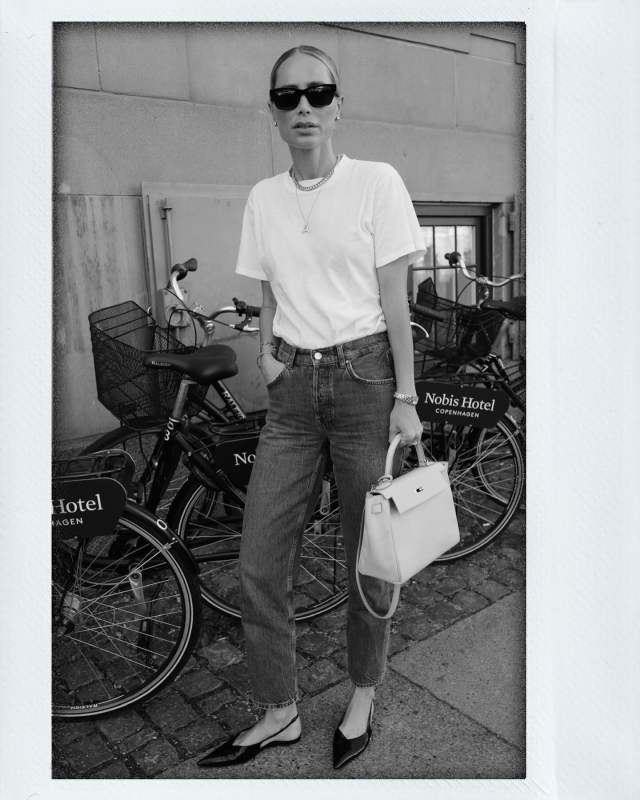 ANINE BING Elena Slingback Flats and HERMES Kelly Bag worn by Anine Bing | aninebing's closet