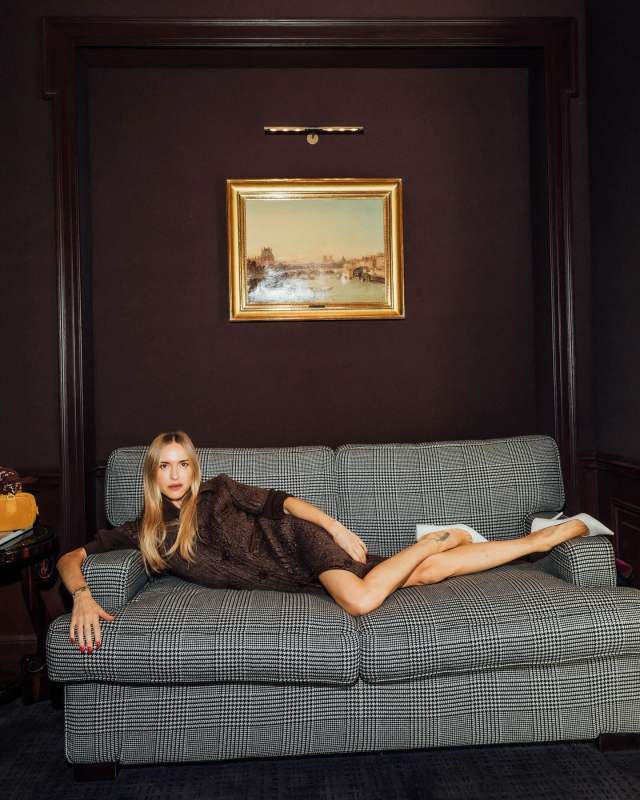 MIU MIU Mohair dress, MIU MIU Arcadie padded suede top-handle bag and Balenciaga Square Knife Pumps worn by Pernille Teisbaek | pernilleteisbaek's closet