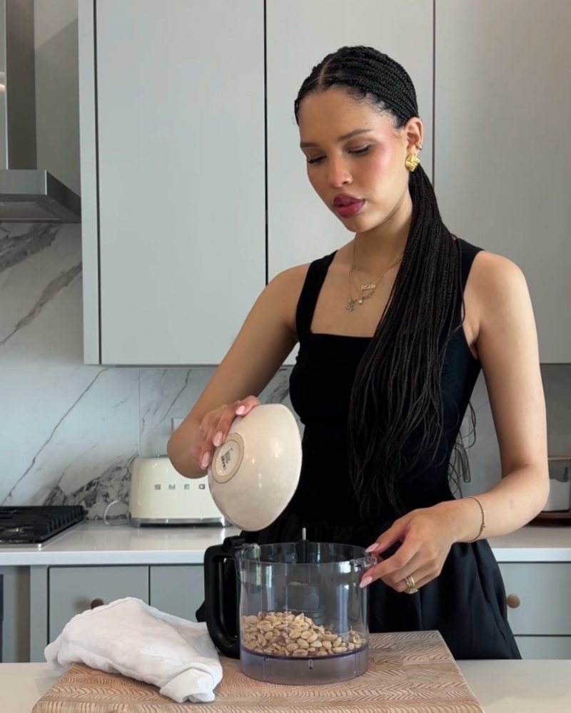 LEAU Bisou Bubble Knit Mini Dress worn by Nara Smith | naraaziza's closet