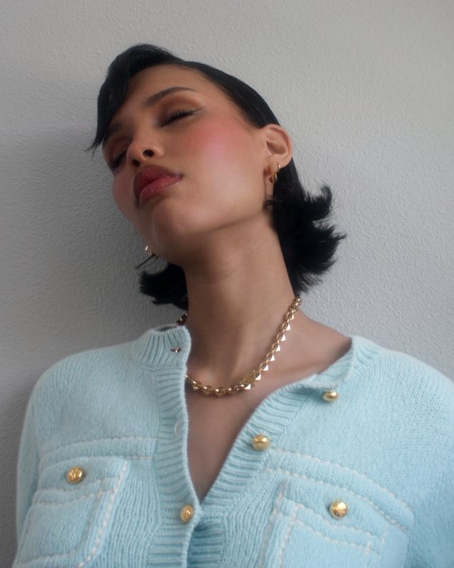 PRADA Eternal Gold necklace - yellow gold and PRADA Eternal Gold single earring - yellow gold worn by Nara Smith | naraaziza's closet