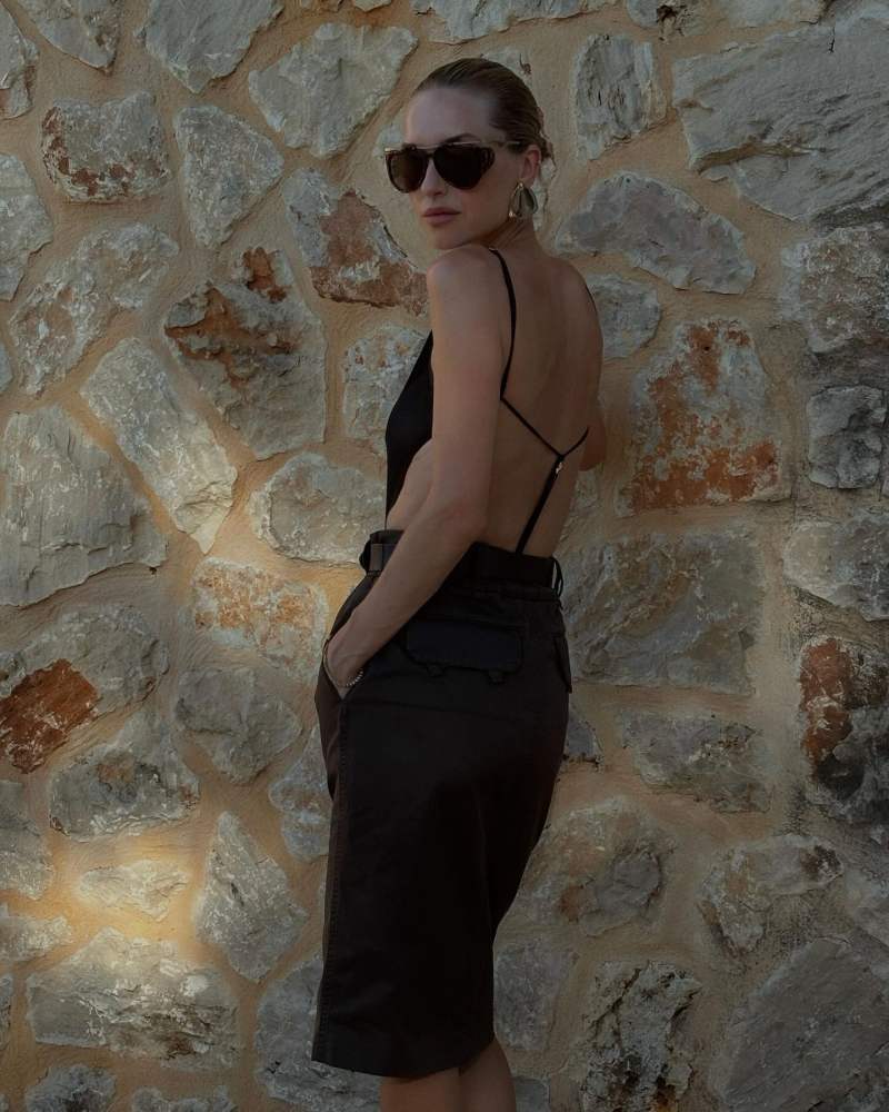 Saint Laurent Silk-blend georgette bodysuit, Saint Laurent Cotton pencil skirt and Saint Laurent SL M137 AMELIA worn by Pernille Teisbaek | pernilleteisbaek's closet