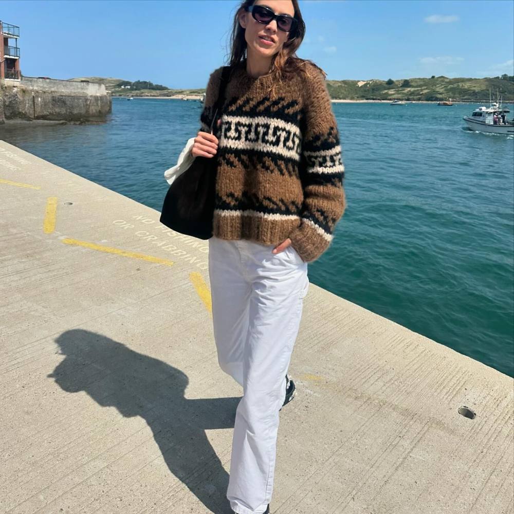 Suzie Kondi The Greek Key Jooshi Sweater in Cashmere and CROCS Simone Rocha x Classic Clog 'Black' worn by Alexa Chung | alexachung's closet