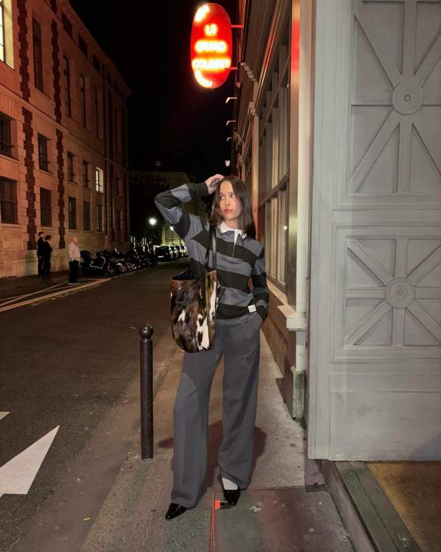 Christian Louboutin Le 54 Calf Hair Tote Bag and Paloma Wool Susu Organic Cotton Rugby Shirt worn by helenacuesta's closet