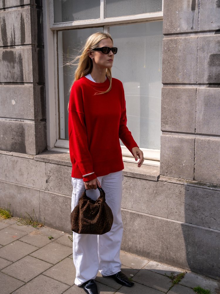 Massimo Dutti Cashmere Crew-neck Sweater worn by Linda Tol | Linda Tol Outfits and Style
