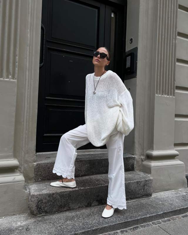 The Garment Kirsten Pants, Donna Sweater and THE ROW Elastic leather ballet flats worn by Sophia Roe | sophiaroe's closet