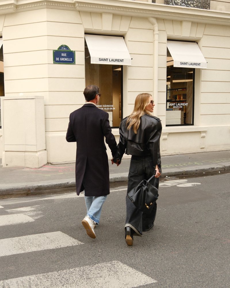Bottega Veneta Ciao Ciao Medium leather tote bag, Bottega Veneta Ventura Loafer and SAINT LAURENT Leather Jacket worn by Viky Rader | Viky Rader Outfits and Style