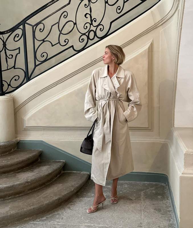 The Frankie Shop Marisol Box Shoulder Trench - Bone worn by Hanna Stefansson | hannastefansson's closet