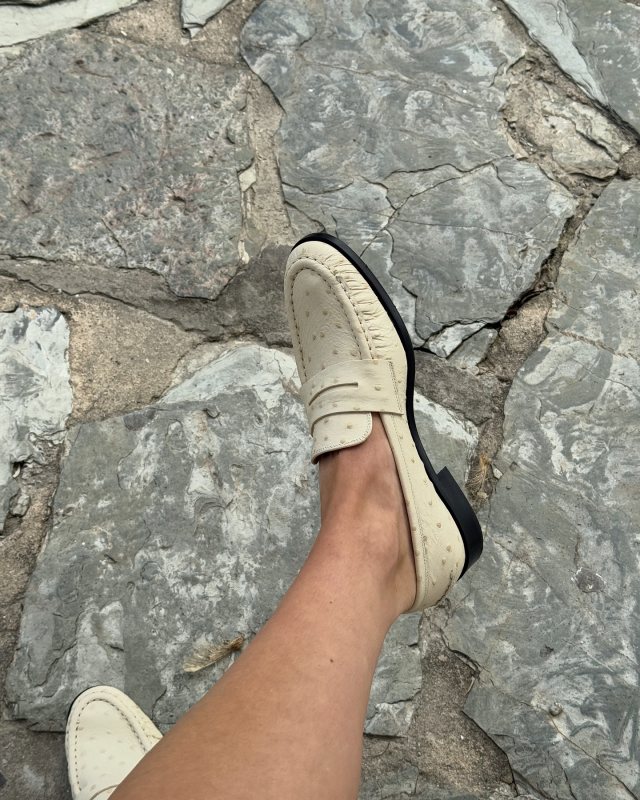 ATP Atelier Airola Linen Printed Ostrich Loafers Regular price worn by Annijor | Annijor Outfits and Style