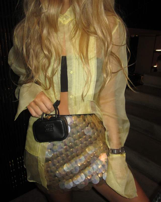 MIU MIU Leather micro bag and Francesca Miranda Miguela Mini Skirt worn by EMILIANA VALENCIA | emilianavalenciam's closet
