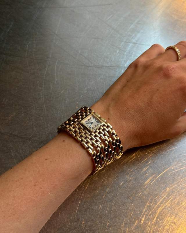 Cartier Panthère de Cartier Cuff, quartz movement, yellow gold watch worn by annabelrosendahl's closet