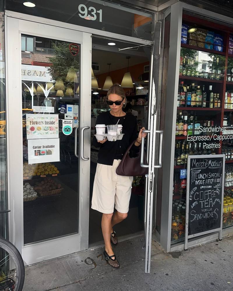 ALAIA Mesh Mary Jane Ballerina Flats, The Row Small Everyday Shoulder Bag and Massimo Dutti COTTON BLEND BERMUDA SHORTS WITH DARTS worn by Claire Rose Cliteur | clairerose's closet