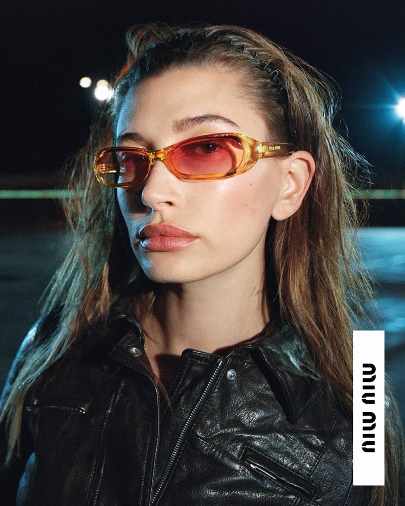 MIU MIU Runway sunglasses worn by Hailey Bieber | Hailey Bieber Outfits and Style