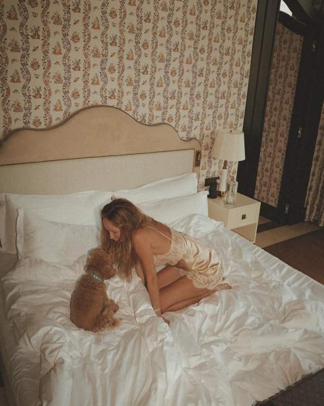 Saint Laurent slip dress in silk satin and lace worn by victoria L | vikki_life's closet