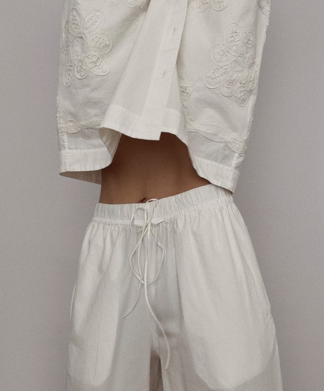 ARKET Embroidery-Detail Shirt and ARKET Embroidered Trousers worn by Annemiek Kessels | Annemiek Kessels Outfits and Style