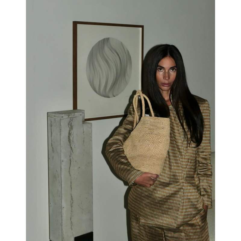 The Row Emilie raffia tote worn by Oksana Rim | Oksana Rim Outfits and Style
