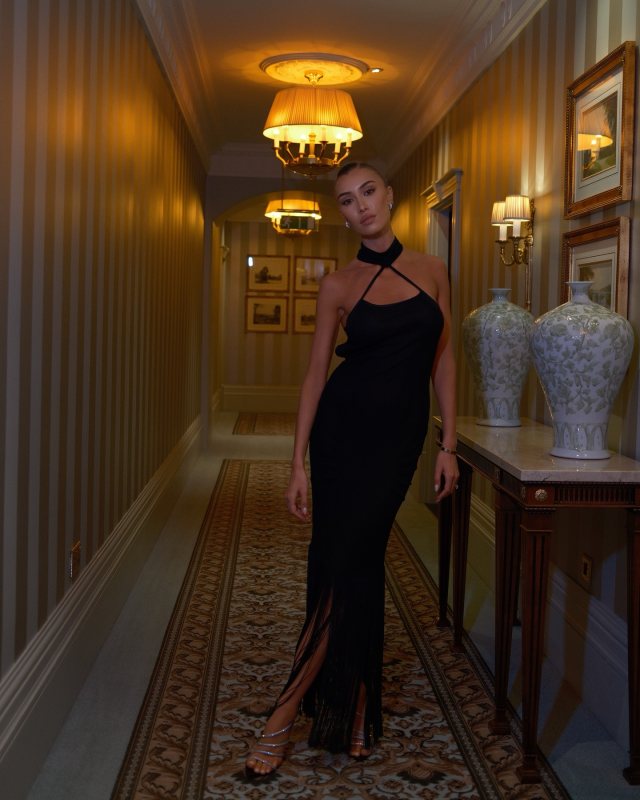 Gianvito Rossi 105mm Crystal Ettie sandals and Thierry Mugler Vintage 1980’s Halter Neck Maxi Dress worn by Sophie Habboo | sophiehabboo's closet