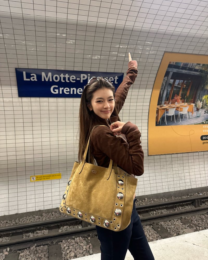 Valentino Garavani NELLCÔTE LARGE SUEDE SHOPPING BAG worn by suanbeiii