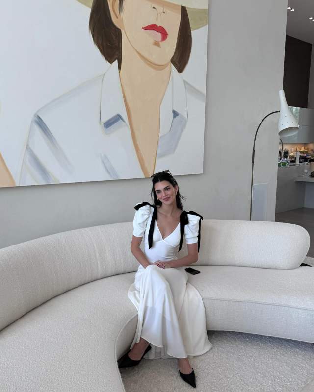 Rodarte Velvet Ribbon Bow Silk Crepe Bias-Cut Gown worn by Kendall Jenner | kendalljenner's closet
