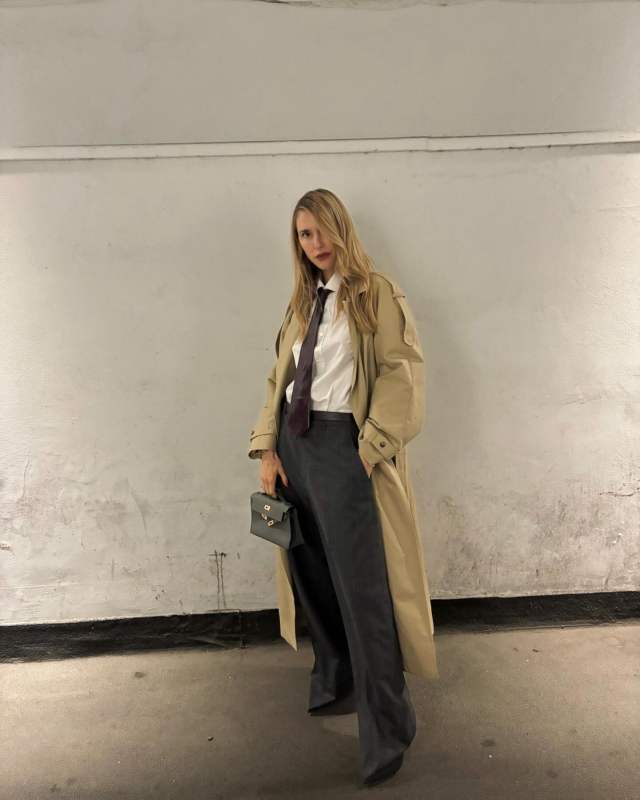 The Frankie Shop Suzanne Trench Coat and HERMES Kelly Bag worn by Pernille Teisbaek | pernilleteisbaek's closet