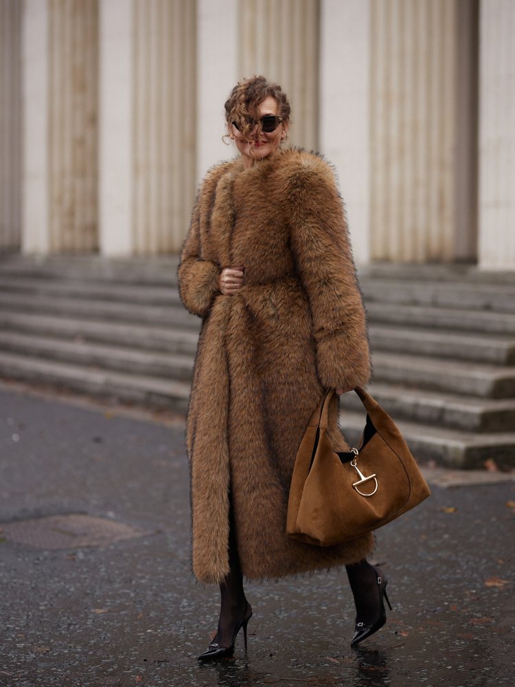 LEBRAND Faux Fur Maxi Coat - Ginny worn by Renia Jaz | Renia Jaz Outfits and Style