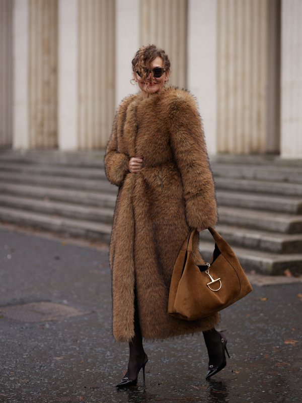 LEBRAND Faux Fur Maxi Coat - Ginny worn by Renia Jaz | Renia Jaz Outfits and Style