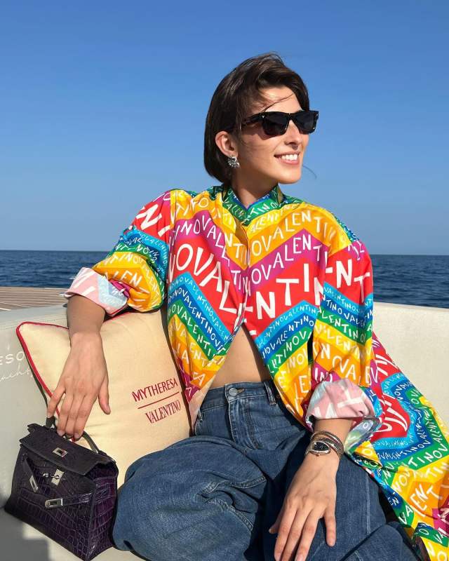 Valentino Chevron 24 cotton shirt dress, Valentino V-SHARP RECTANGULAR ACETATE FRAME and HERMES Kelly Bag worn by SVITA | svitasobol's closet
