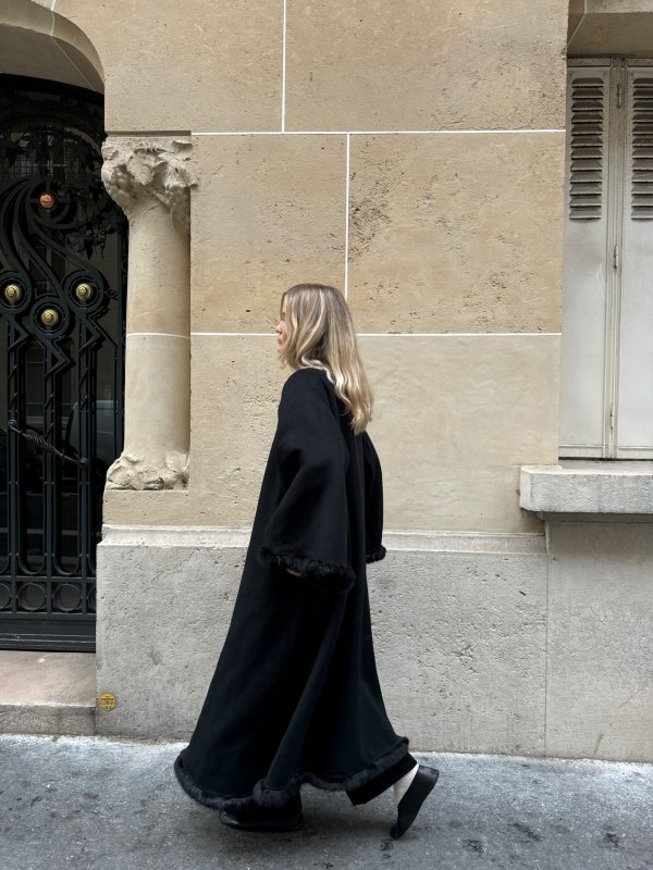 By Malene Birger Dalimas Shearling-Trimmed Wool Coat worn by Josefine Haaning Jensen | Josefine Haaning Jensen Outfits and Style