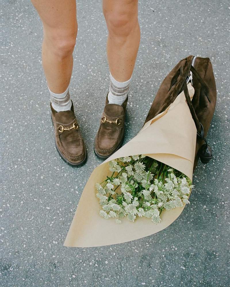 MAGDA BUTRYM Brigitte Large suede duffel bag and Gucci Sylke Horsebit Chukka Loafer worn by Pernille Teisbaek | pernilleteisbaek's closet