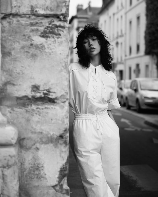 Yves Salomon openwork short-sleeve shirt as seen on xiayan guo | gxiayan's closet
