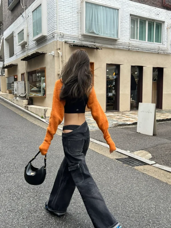 Courrèges BAGGY CRISS CROSS DENIM TROUSERS worn by Estelle 陈瑜 | chen_estelle's closet