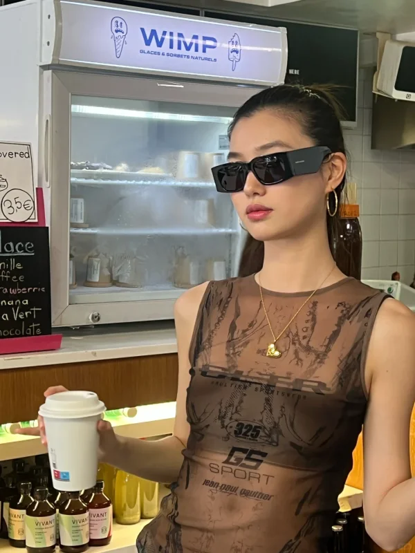 Saint Laurent SL 654 sunglasses and Jean Paul Gaultier Brown Shayne Oliver Edition 'GS Sport' Tank Top worn by Estelle 陈瑜 | chen_estelle's closet
