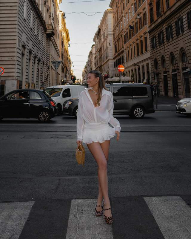 Reformation Melissa Mary Jane Flat and DATT MELROSE SHIRT DRESS as seen on KATIA KRAMBLE @jetlaggedlovers