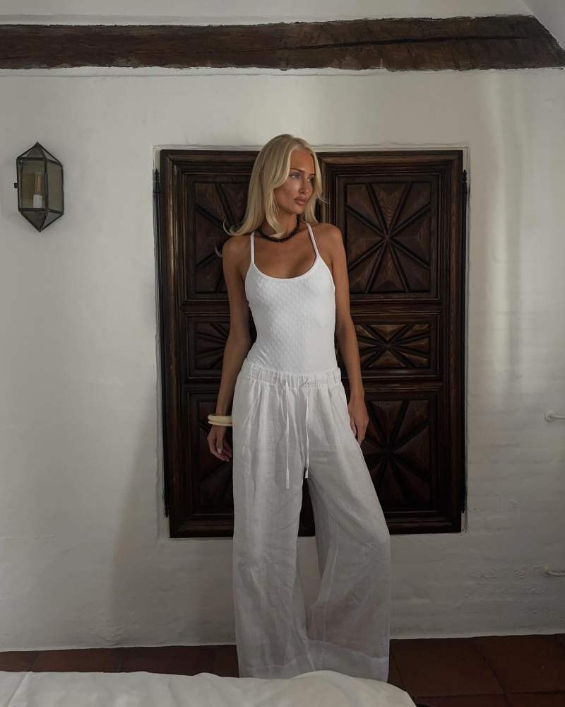 CHANEL SWIMSUIT Stretch Jersey White as seen on Lovisa Worge @lovisaworge