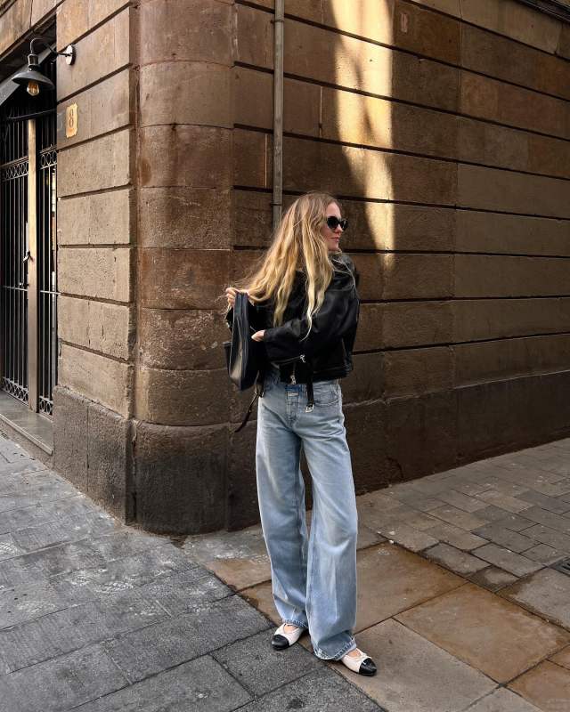 Closed Leather biker jacket, Closed Wide Jeans - Style Name Nikka and The Row Everyday small textured-leather tote worn by Marie von Behrens-Felipe | mvb's closet