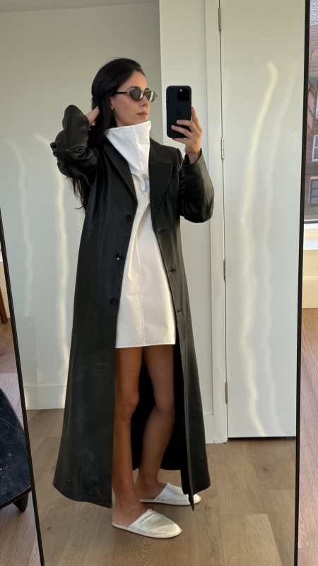 MIU MIU logo-lettering oval sunglasses and The Row Frances Silk-Blend Slippers worn by Nylane | Nylane Outfits and Style