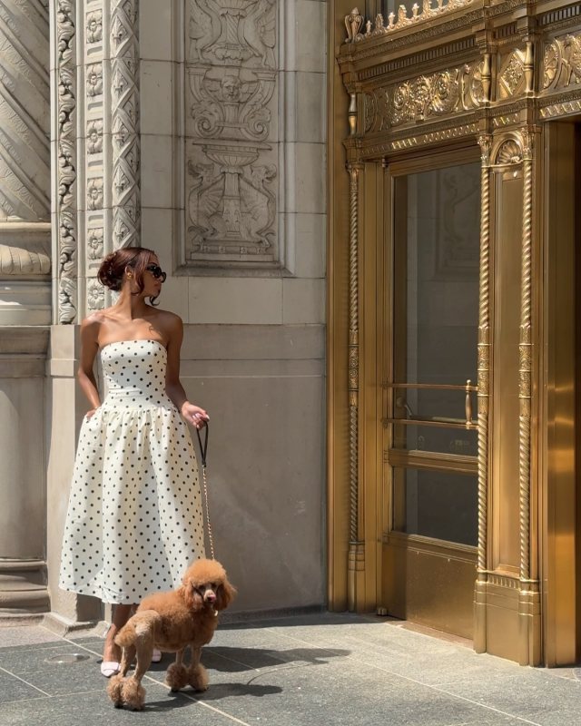 SELF-PORTRAIT Polka Dot Midi Dress worn by Dana Emmanuelle-Jean Nozime | dananozime's closet