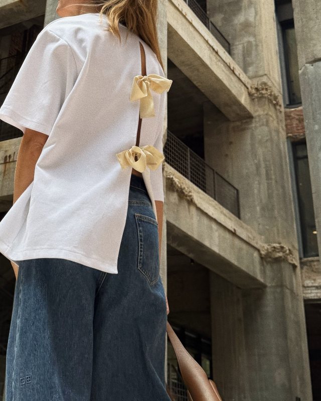 The Garment White T-shirt worn by Josephine Skriver | Josephine Skriver Outfits and Style