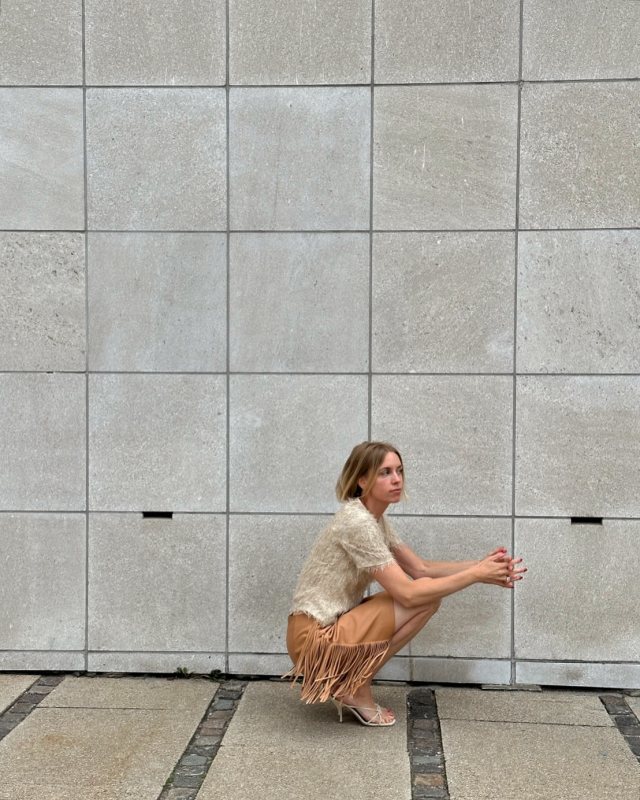 BY MALENE BIRGER Coras Fringe-Trim Leather Mini Skirt and Acina top worn by Hanna Stefansson | hannastefansson's closet