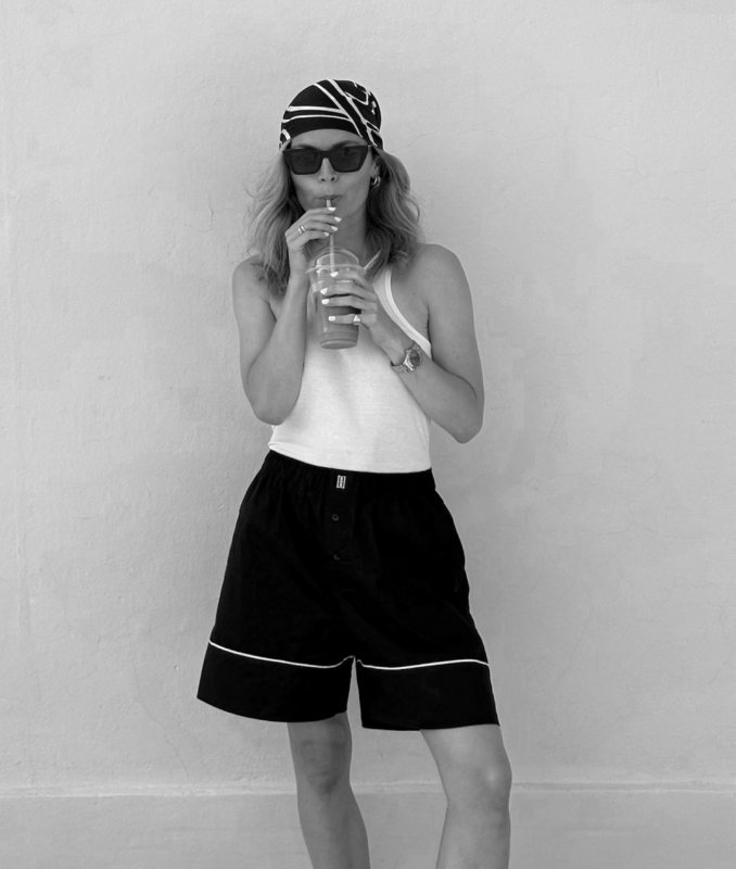 By Malene Birger Siara organic cotton shorts and SAINT LAURENT SL 276 MICA Sunglasses worn by Mie Juel Engel | mie_juel's closet