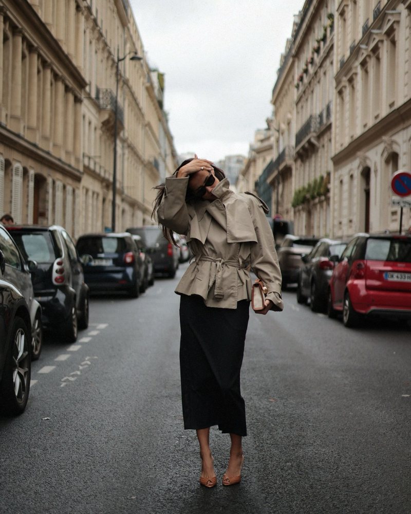 Aquazzura Alex Rivière 85 croc-effect leather mules, Aquazzura Alex Rivière croc-effect leather-trimmed canvas clutch and ZARA SHORT TRENCH COAT ZW COLLECTION worn by Alex Rivière-Sieber | ariviere's closet
