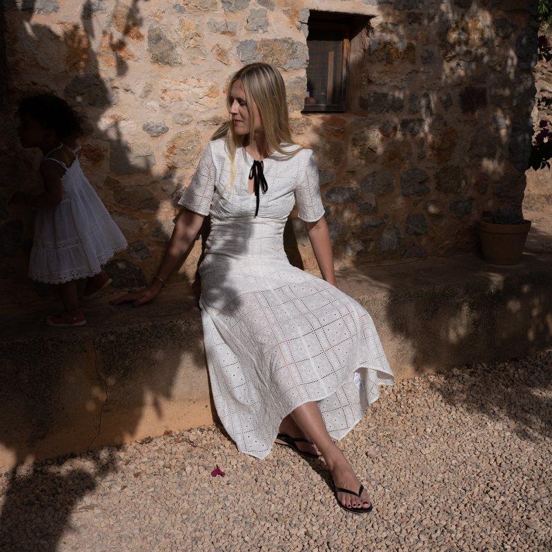 lindatol_ wearing GANNI embroidered midi dress