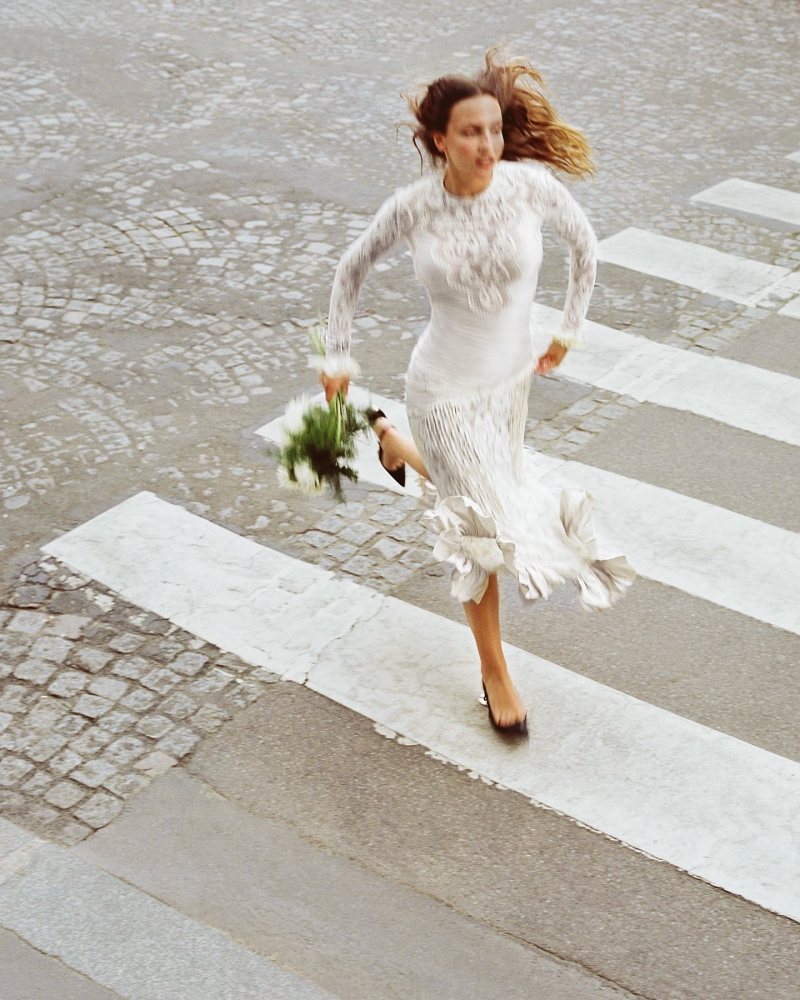 Rabanne Ruffled satin and lace midi dress worn by Carla Ginola | carla_ginola's closet