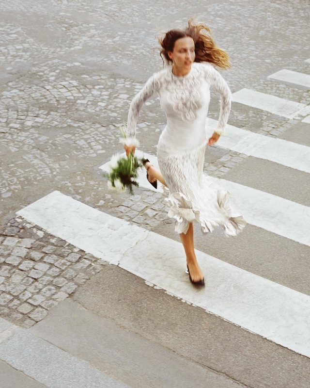 Rabanne Ruffled satin and lace midi dress worn by Carla Ginola | carla_ginola's closet