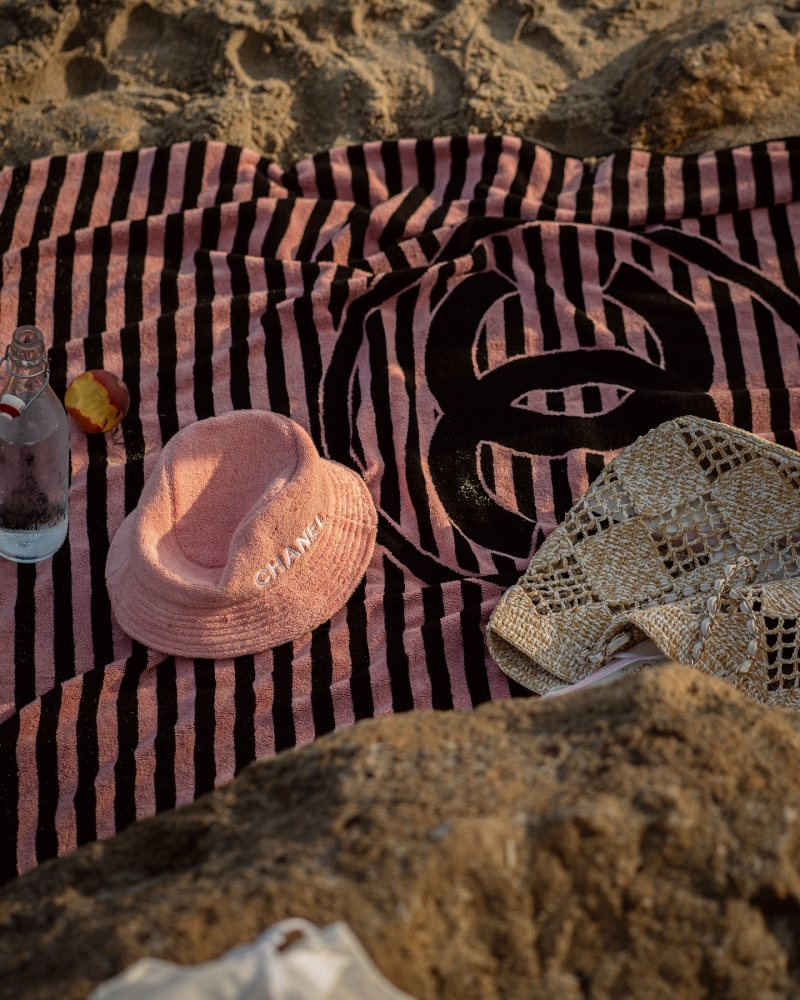 CHANEL Bucket Hat, CHANEL MAXI SHOPPING BAG the CHANEL Coco Beach 2024 collection shared by Angela Fink | angelafink's closet